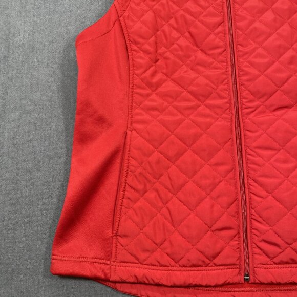 Van Heusen Red Quilted Sleeveless Vest Womens L Polyester Full-Zip Lightweight - Picture 8 of 11